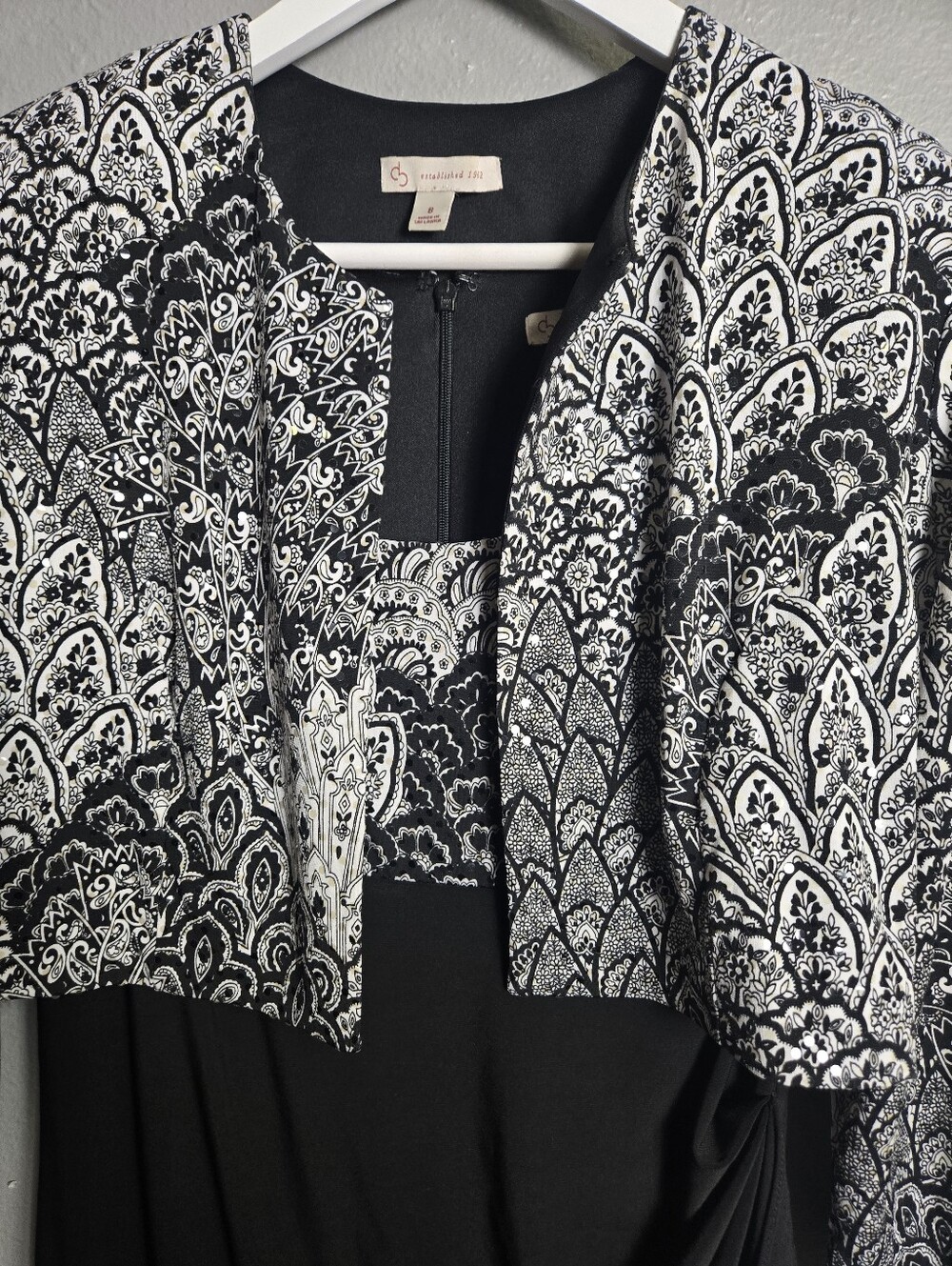 CB Established 1962 Black & White Formal Dress With Matching Jacket Size 8 - Picture 2 of 15